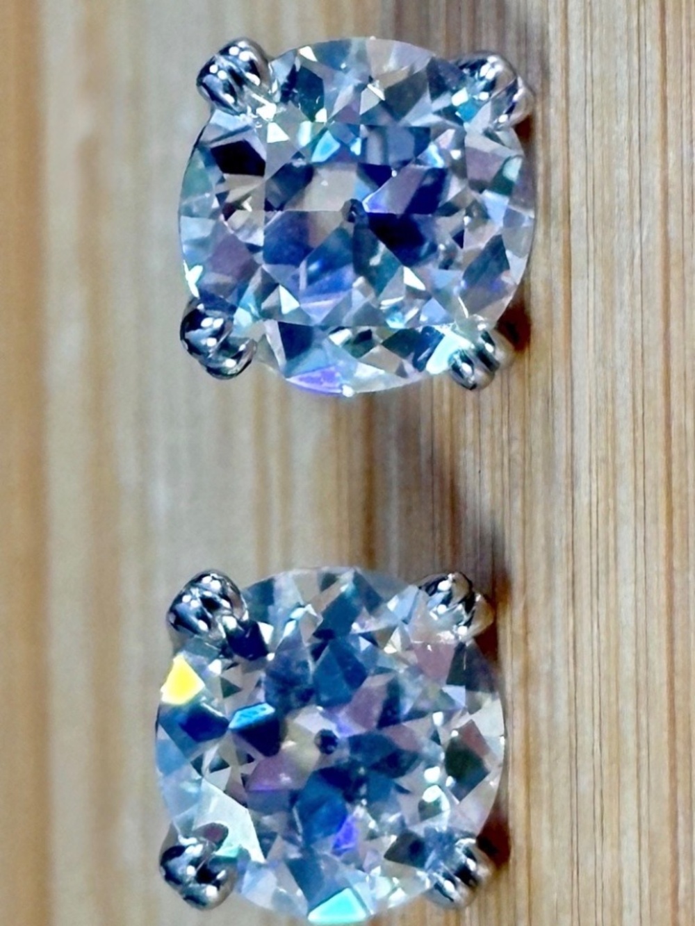 4ctw Old European Cut Moissanite studs in Argentium silver! Victorian charm! - Picture 4 of 16